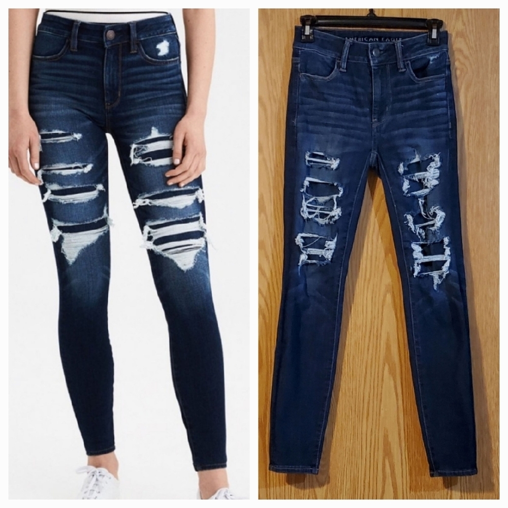 AEO hi-rise ripped jegging